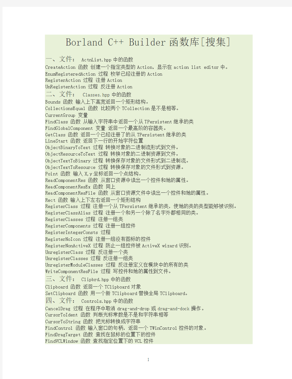 C++Builder函数一览
