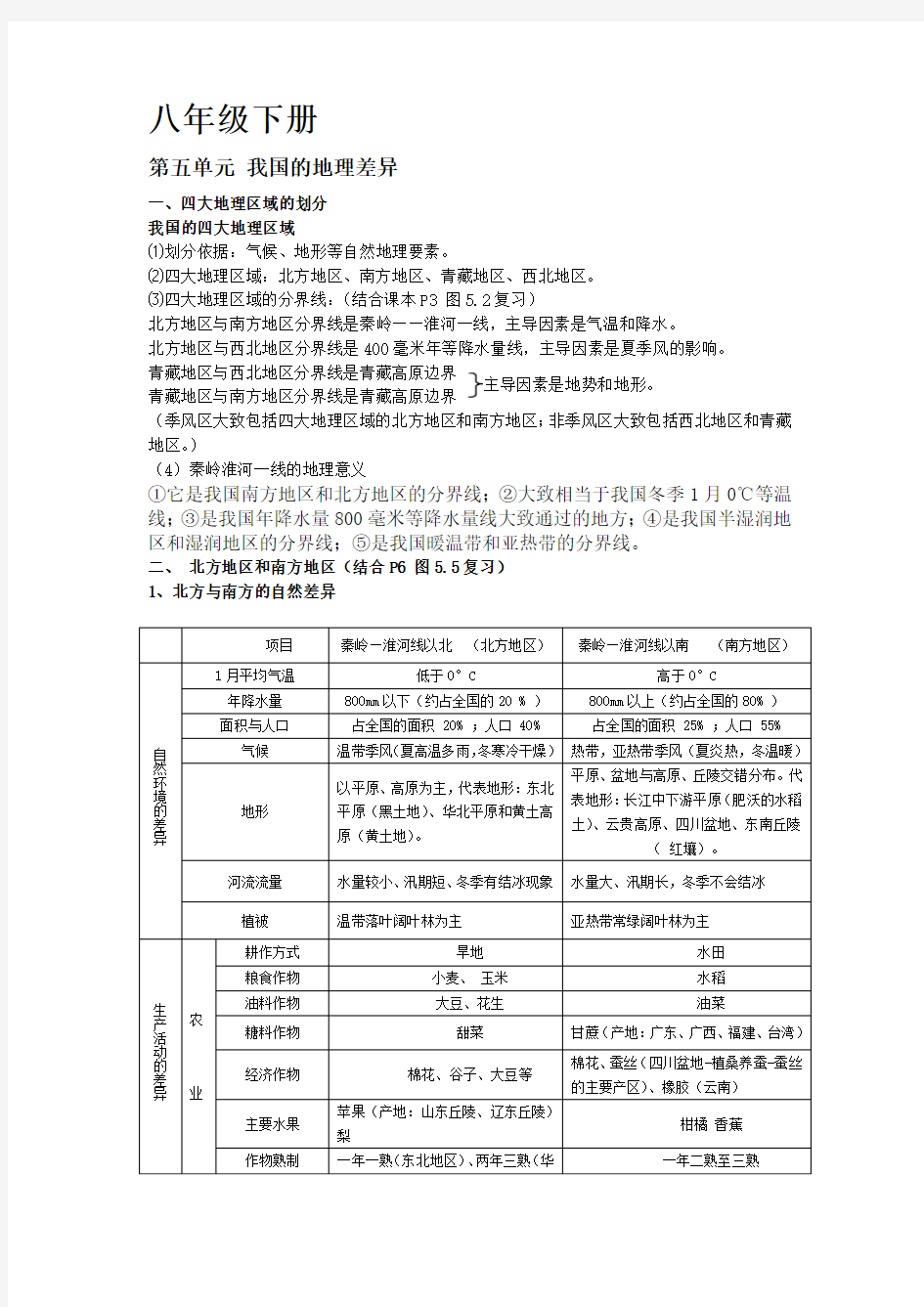 最新归纳星球版地理八年级下册