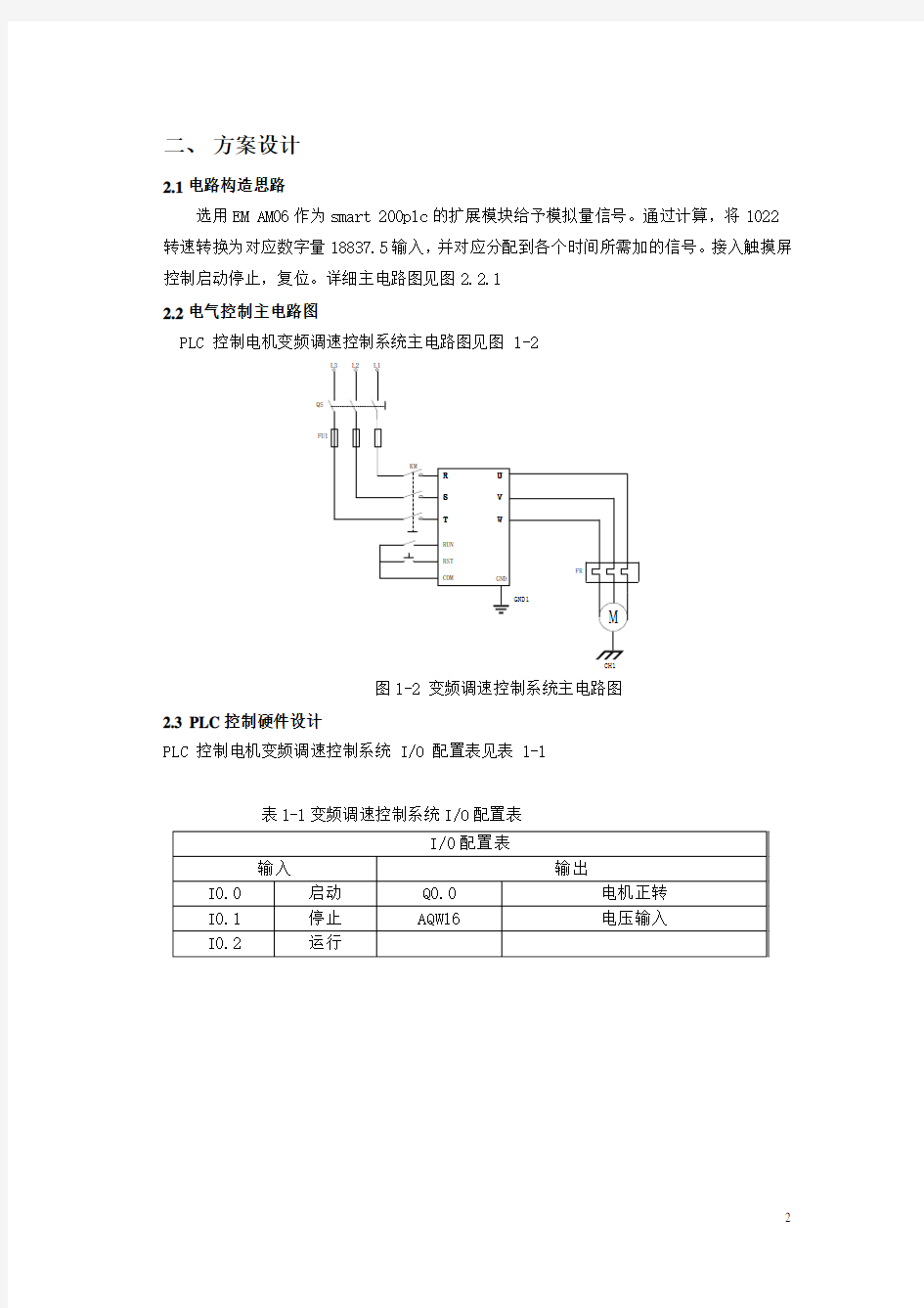 PLC控制电机变频调速系统的设计