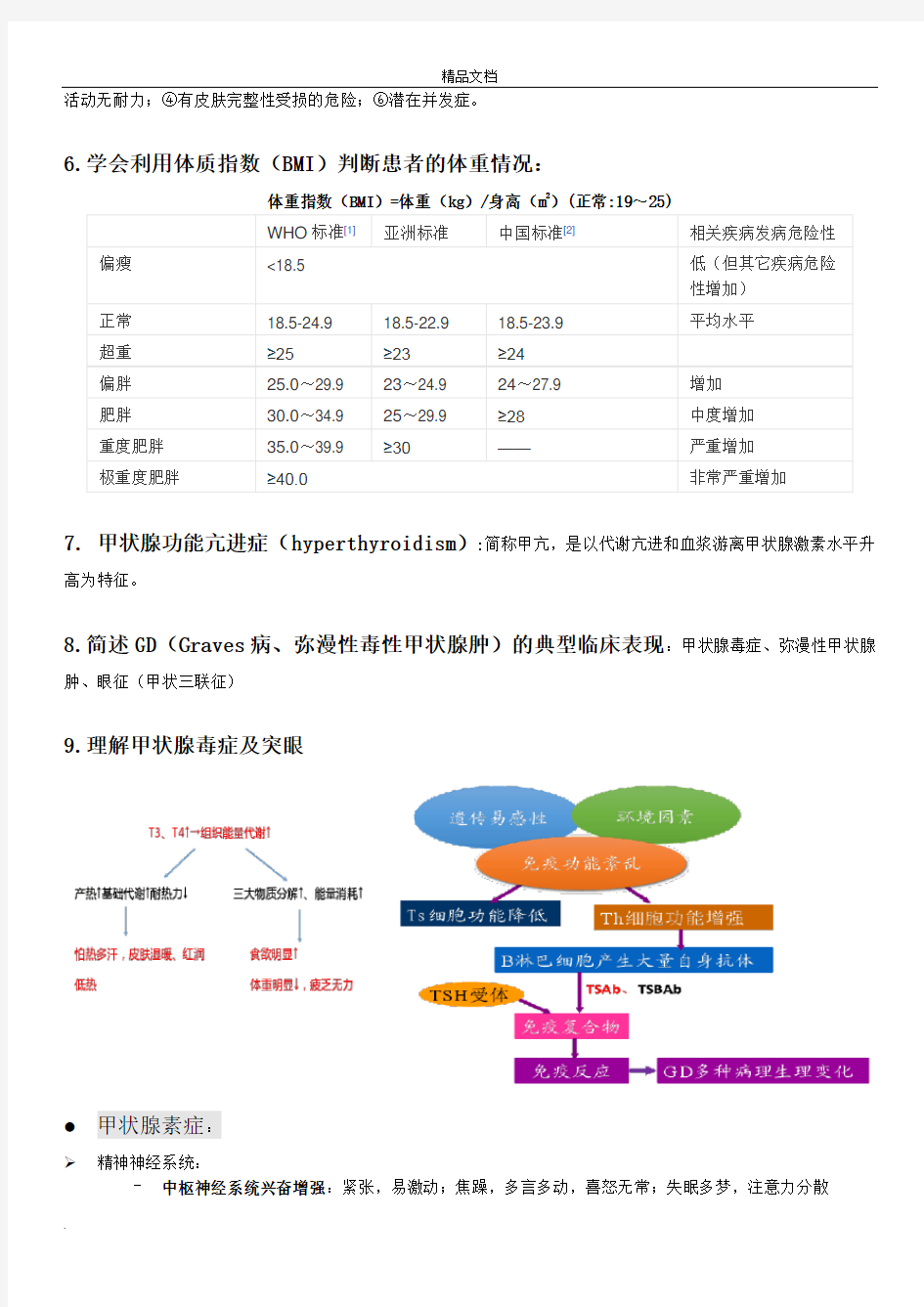 内科护理学：内分泌与代谢性疾病病人的护理知识点部分归纳