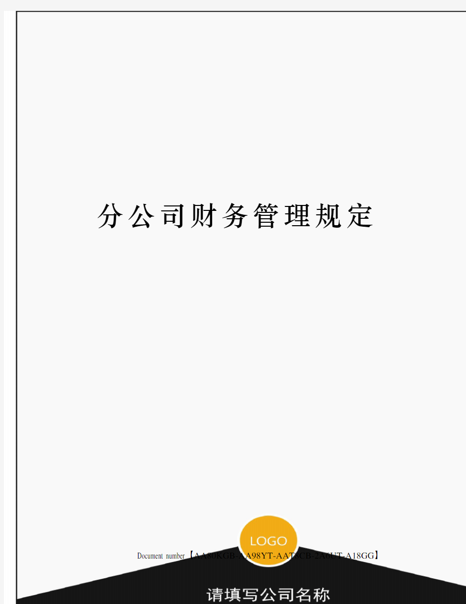 分公司财务管理规定