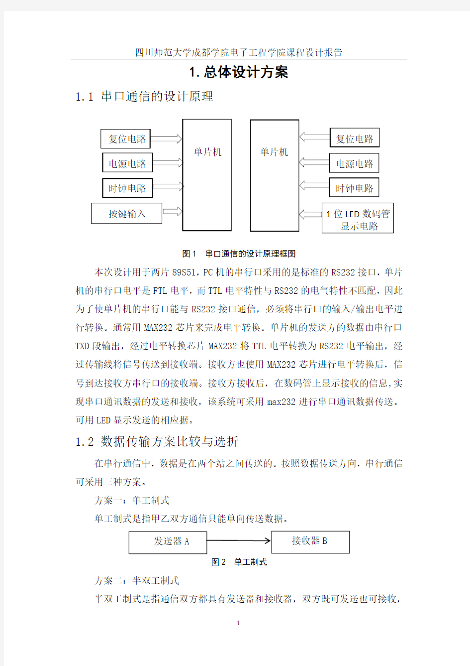 基于单片机的双机通信程序设计课程设计报告--学位论文