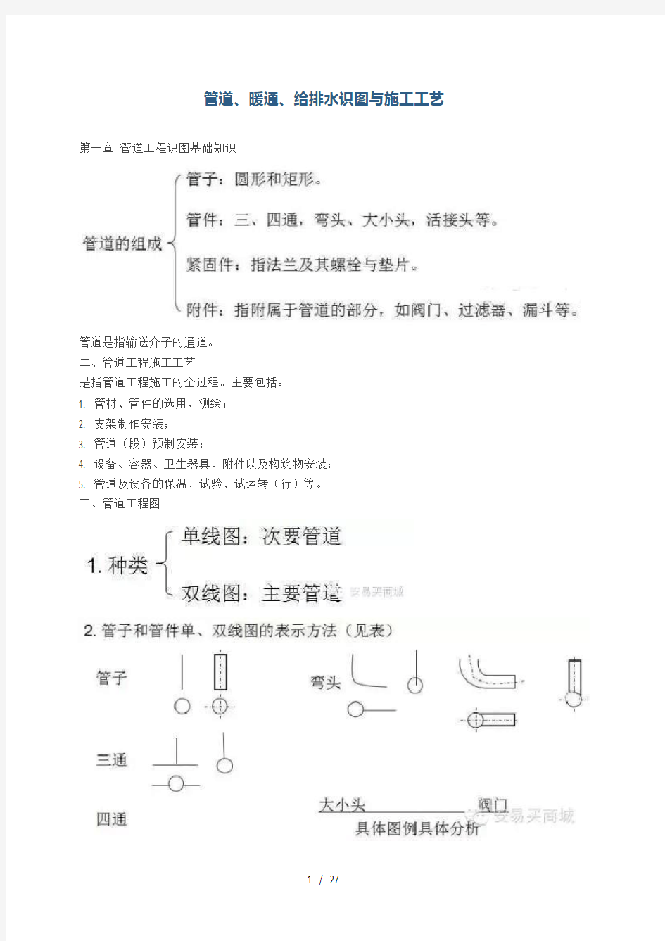 管道暖通给排水识图与施工工艺