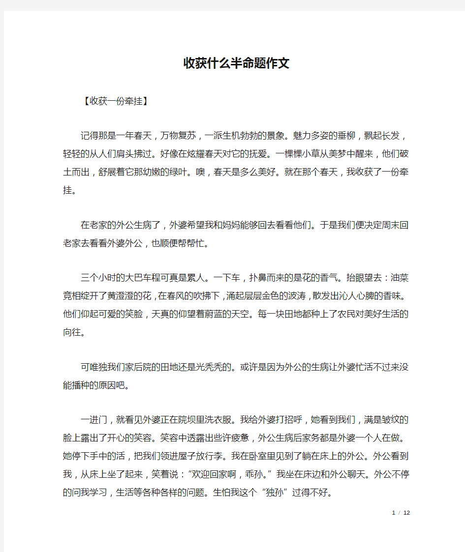 收获什么半命题作文_六年级作文