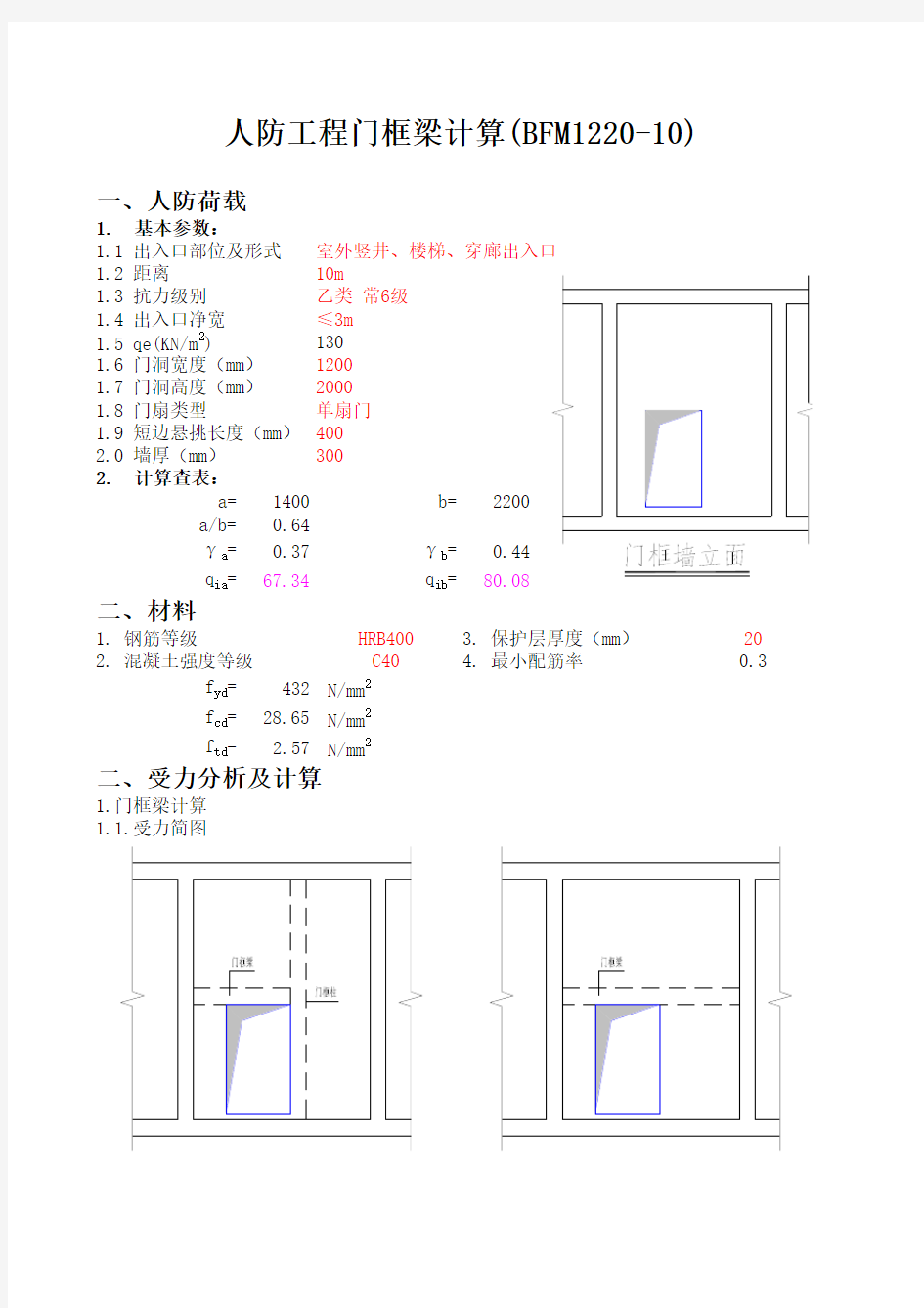 5人防构件手算计算书