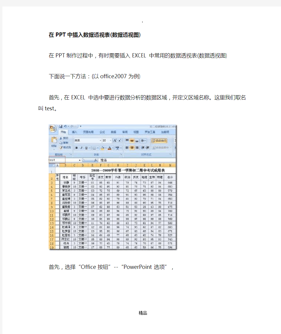 在PPT中插入数据透视表