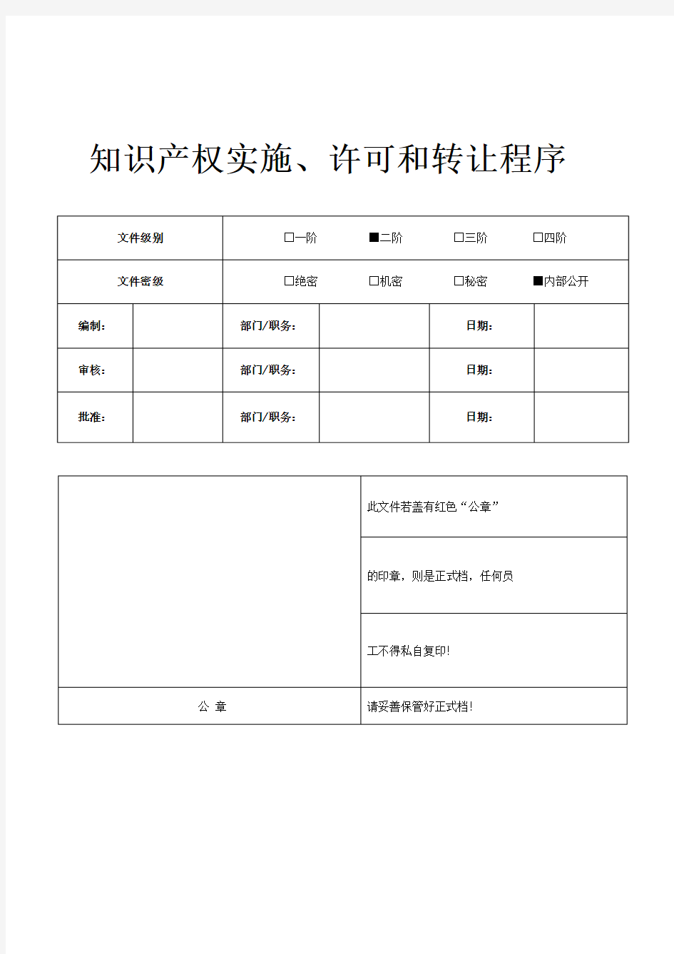 知识产权实施、许可和转让程序