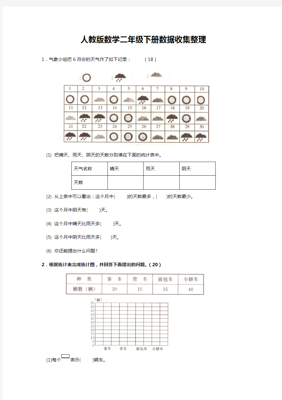 人教版小学二年级下册数学单元测试题-全套