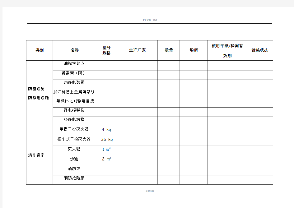 加油站安全设施台帐