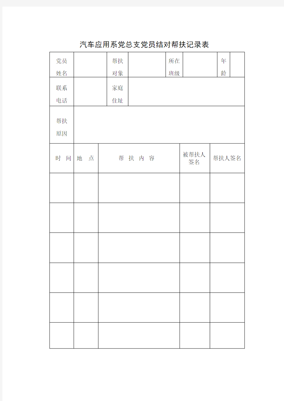 党员结对帮扶记录表