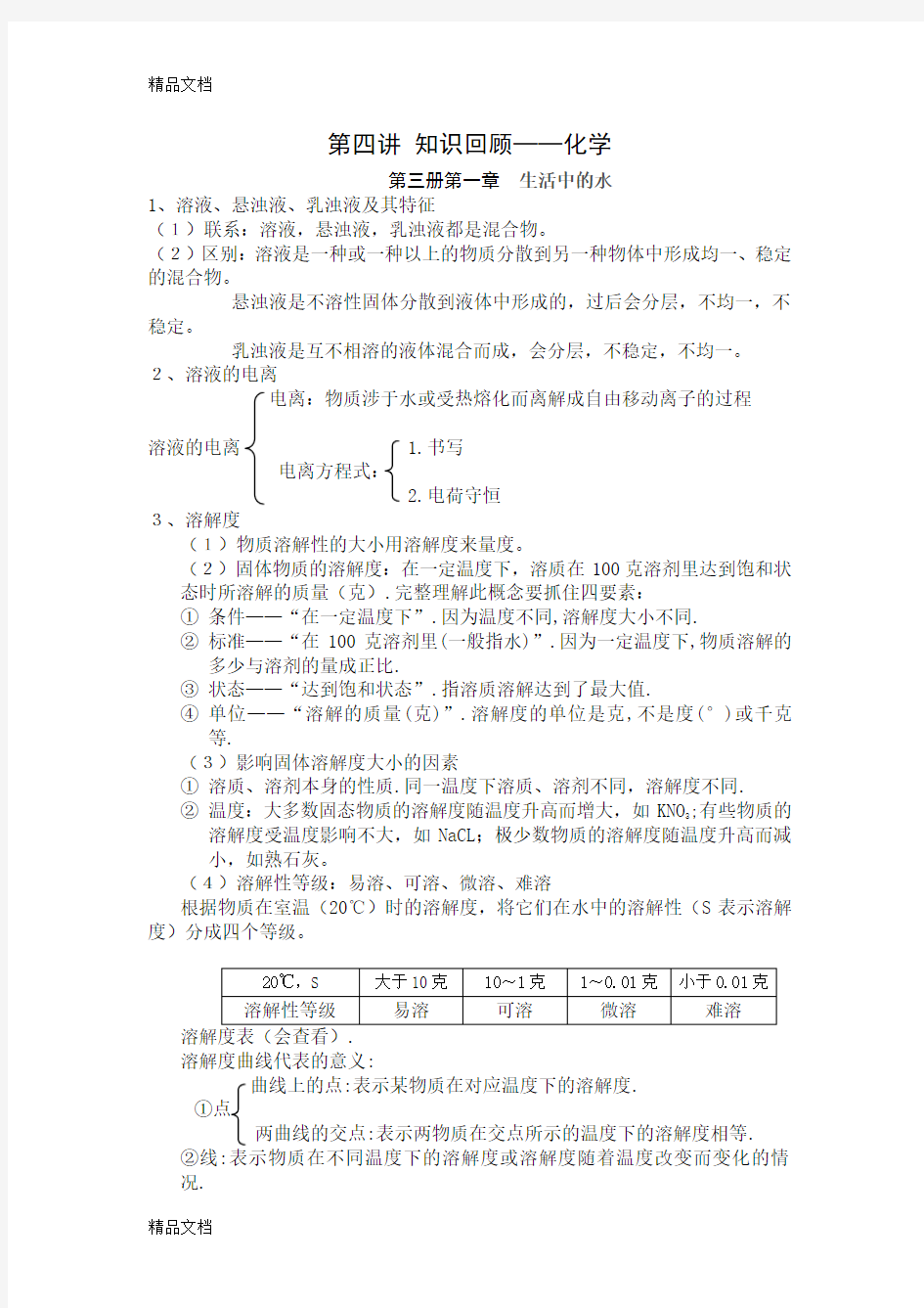 最新浙江初中科学-初一初二化学知识点总结