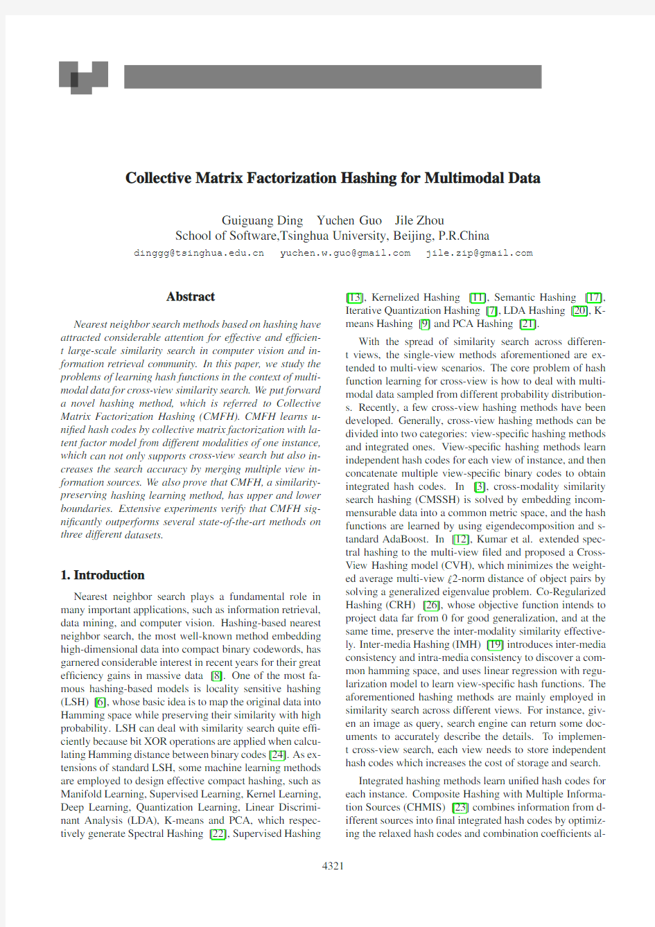 Ding CVPR2014 - Collective Matrix Factorization Hashing for Multimodal Data