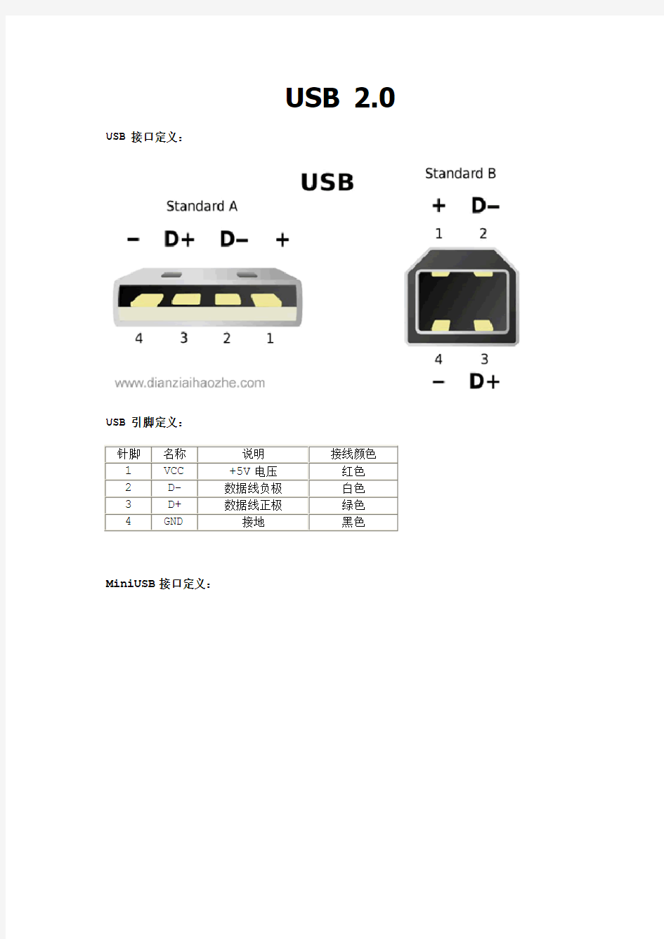 USB引脚定义