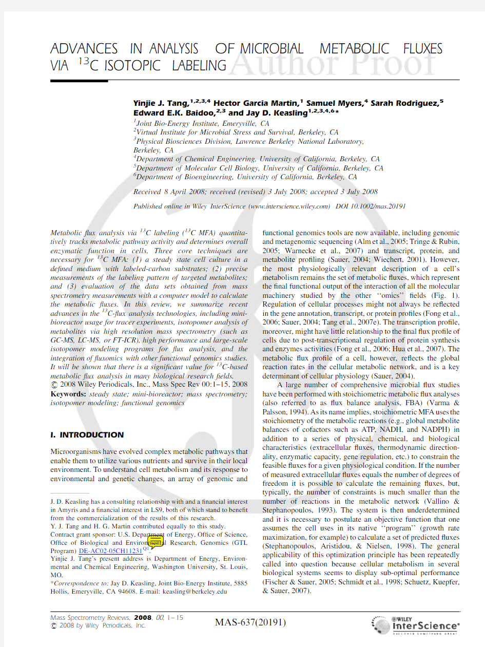 ADVANCES IN ANALYSIS OF MICROBIAL METABOLIC FLUXES