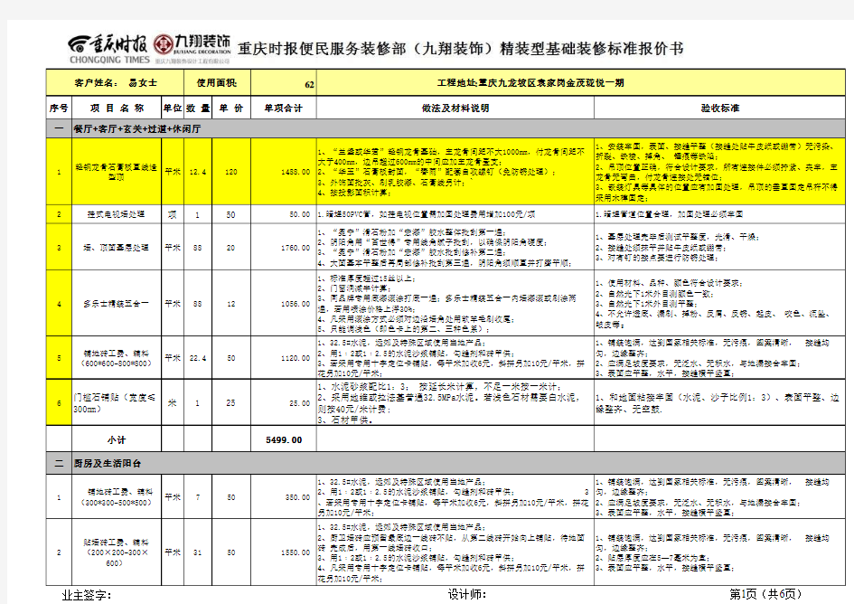 重庆金茂珑悦装修预算价格