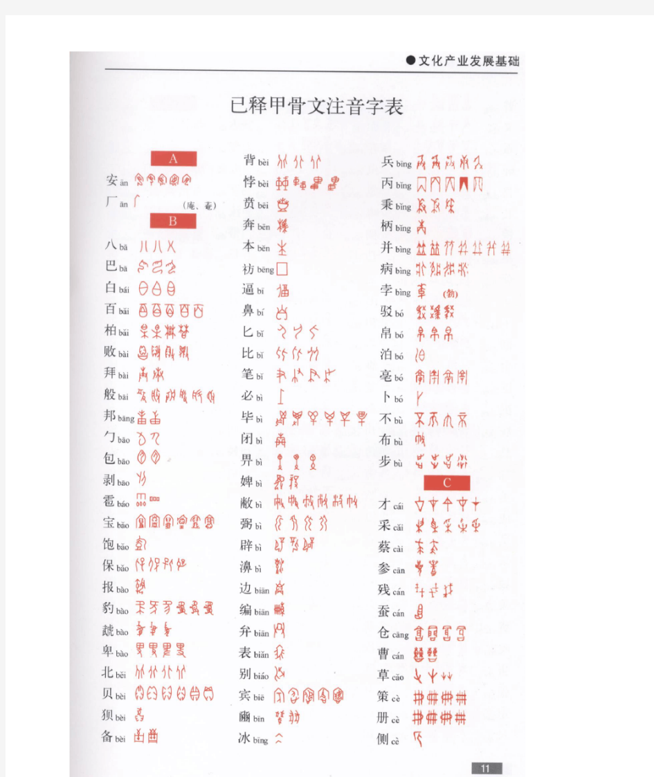 已释甲骨文注音字表