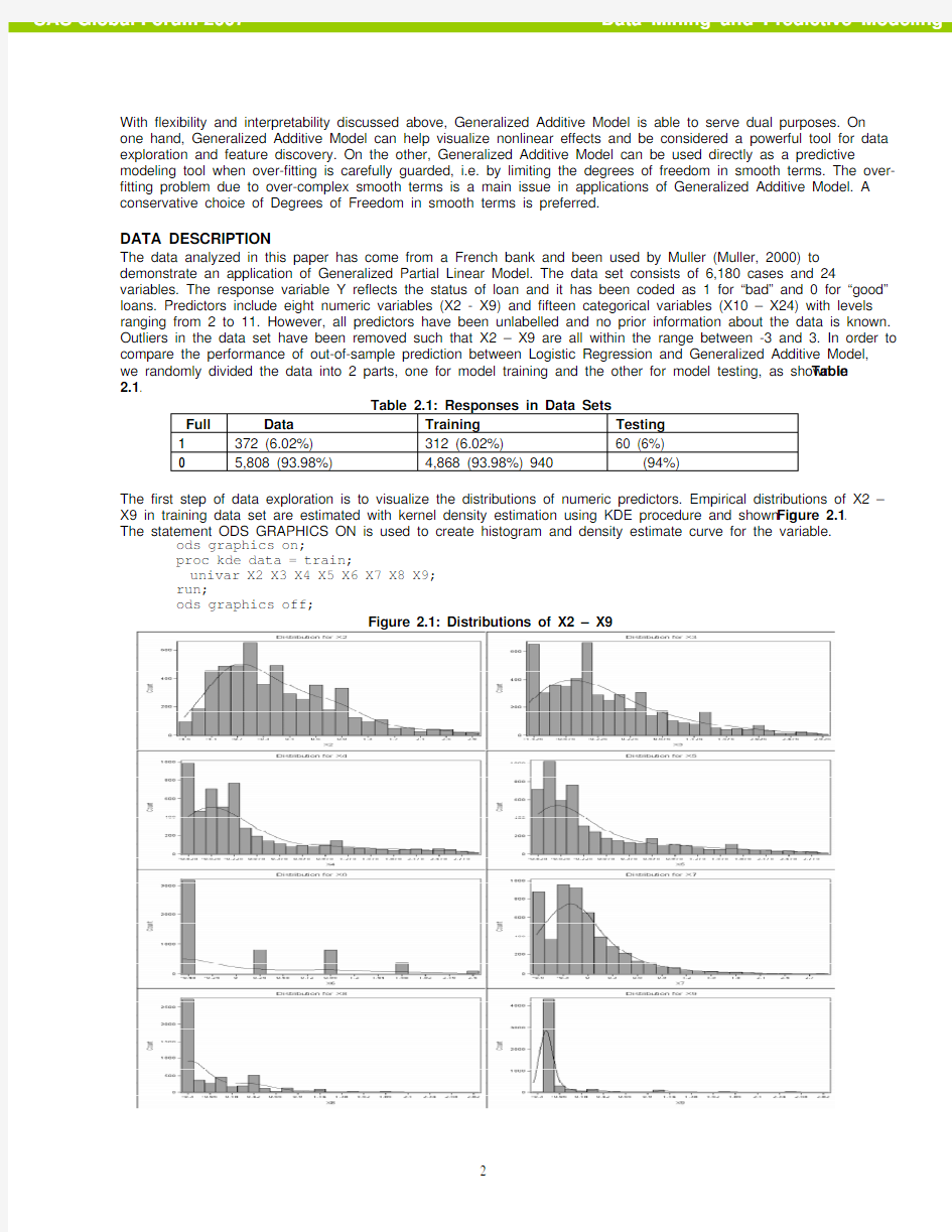 SAS Global Forum 2007 Data Mining and Predictive Modeling Paper 078-2007 IMPROVING CREDIT S