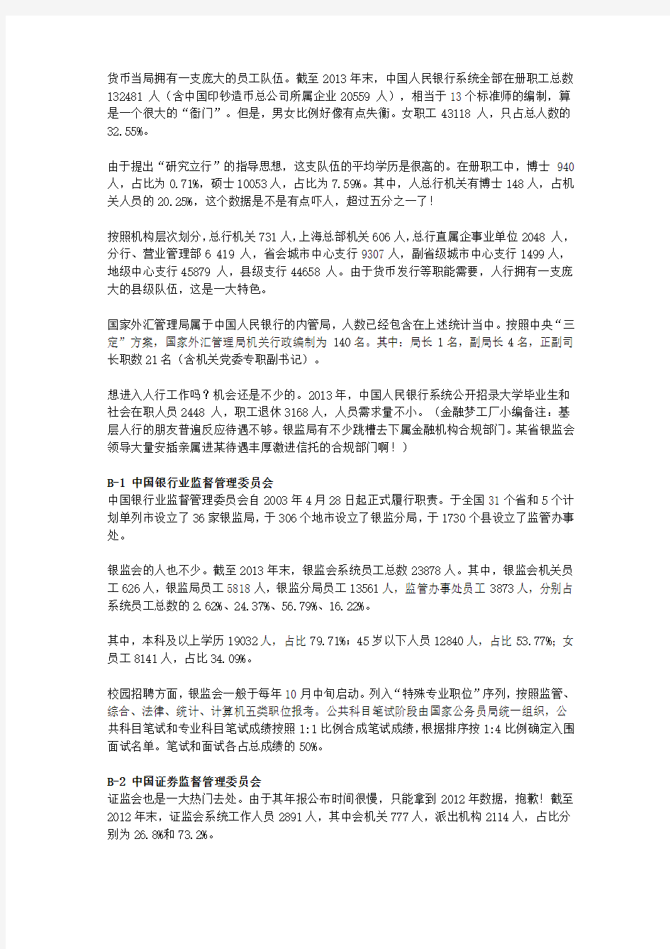 2014年最新中国金融机构简况