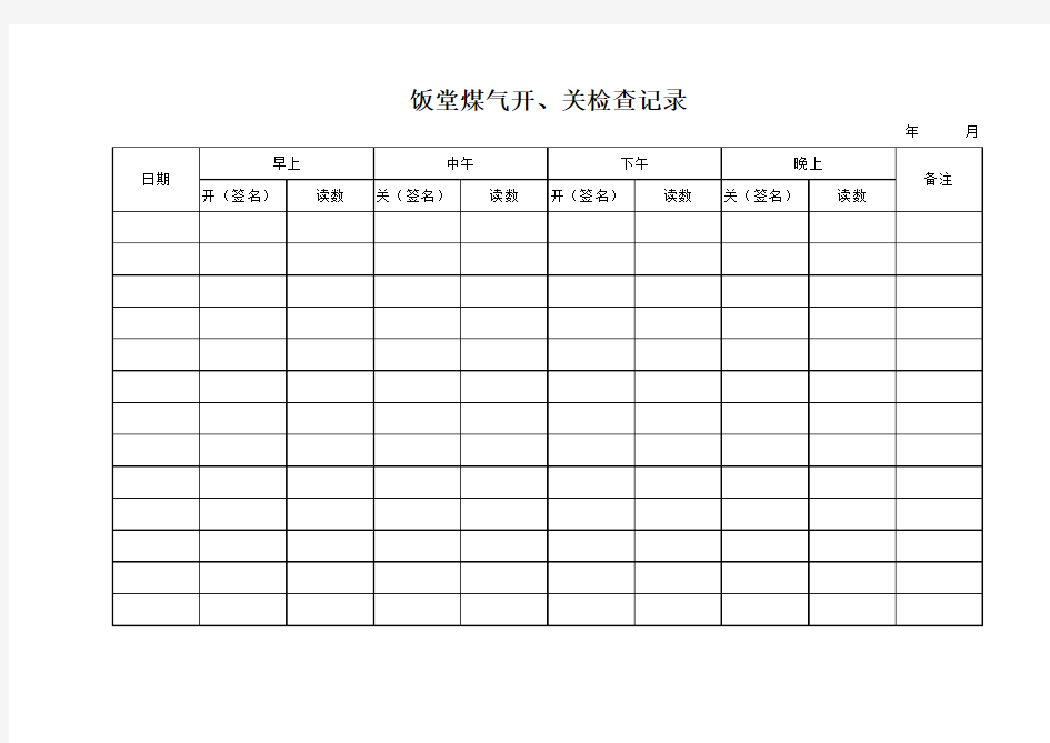 饭堂煤气开关检查记录