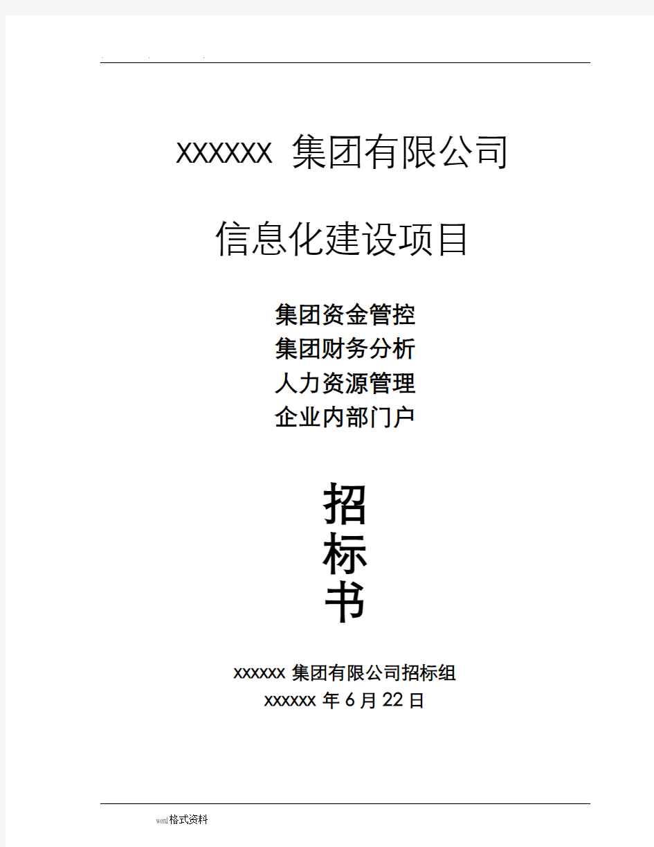 集团信息化规划项目招投标项目资料