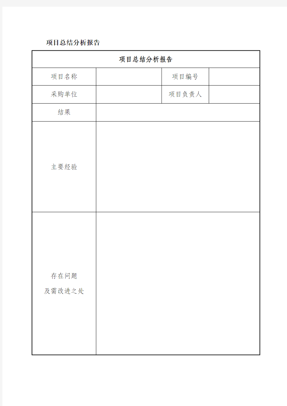 项目总结分析报告