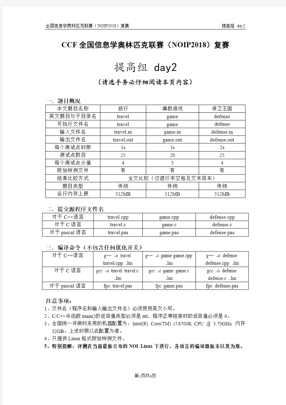 NOIP 提高组复赛试题day 