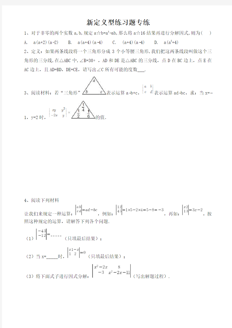 人教版八年级上新定义型练习题