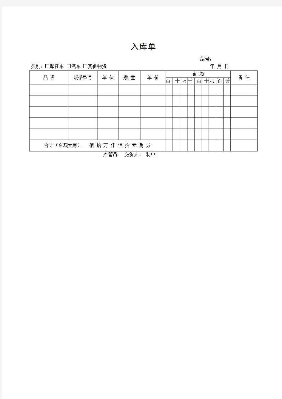 仓库管理表格出入库