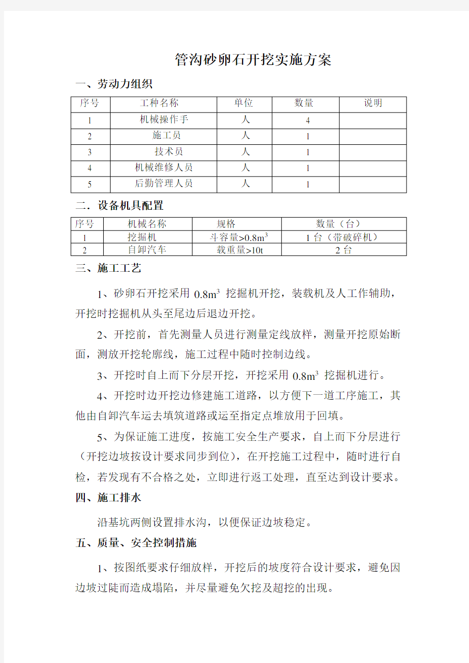 砂卵石开挖施工方案 (1)