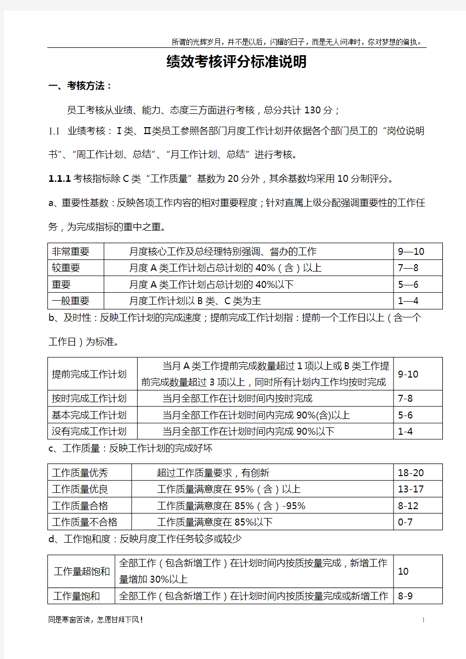 (新)绩效考核评分标准说明