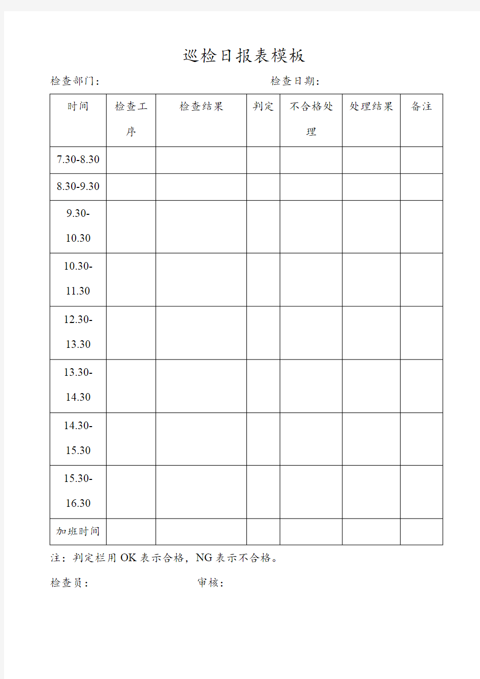 巡检日报表模板