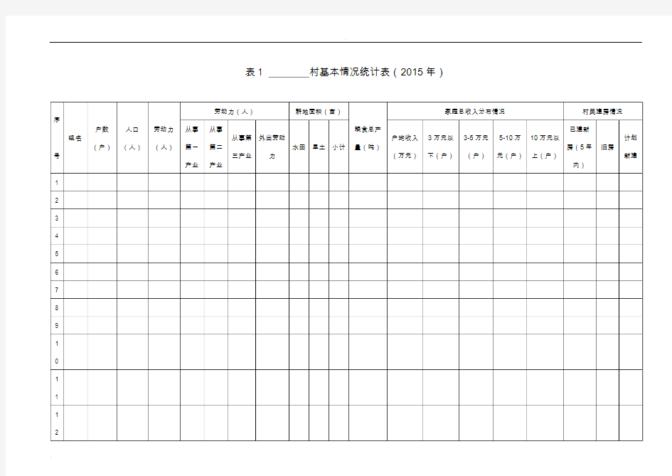 农村调查资料统计表(全)