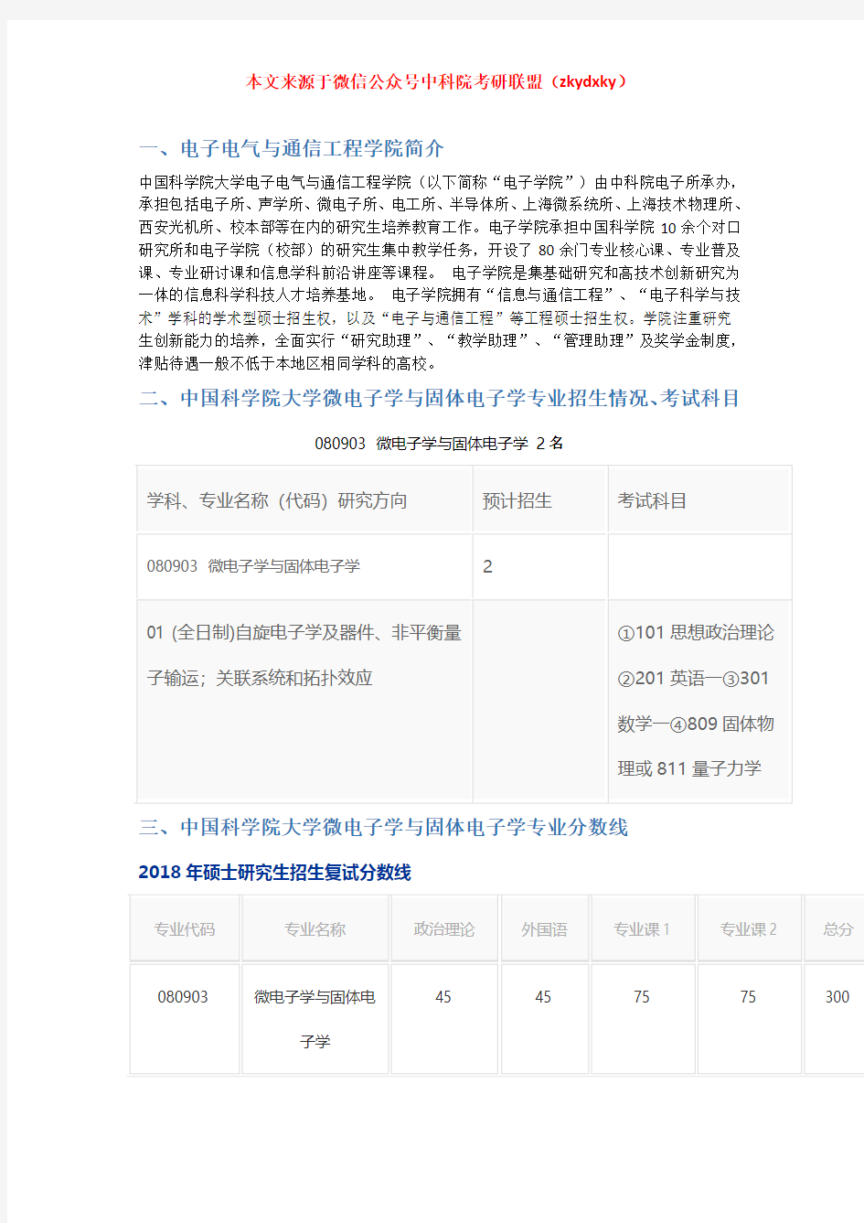 2020-2021年中国科学院大学微电子学与固体电子学考研招生情况、分数线、参考书目及备考经验