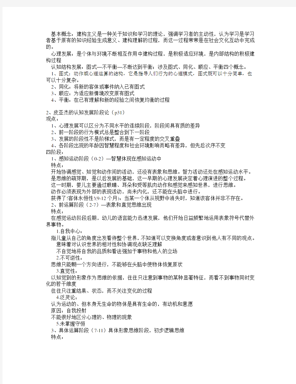 当代教育心理学复习要点