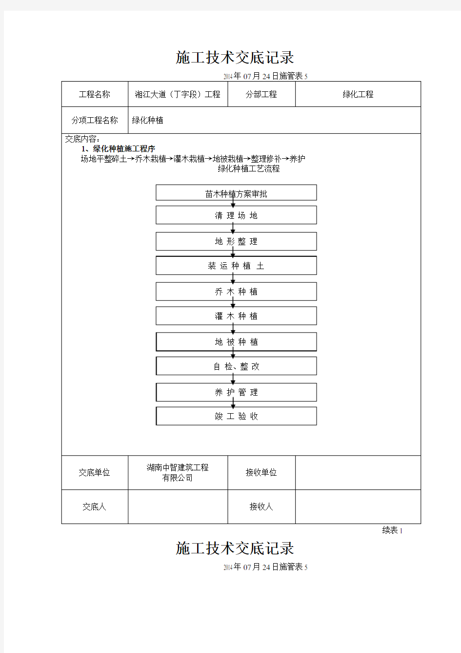 绿化工程施工技术交底