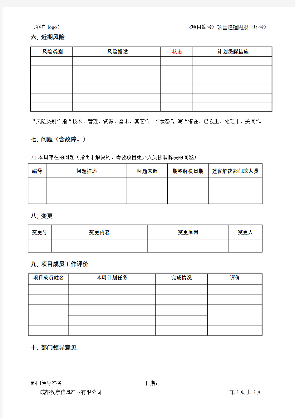 项目周报格式