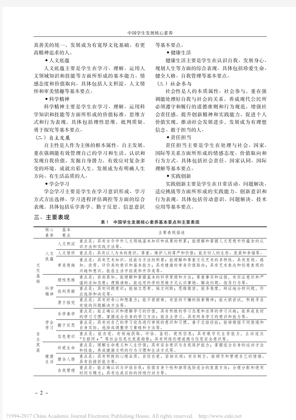 中国学生发展核心素养_核心素养研究课题组