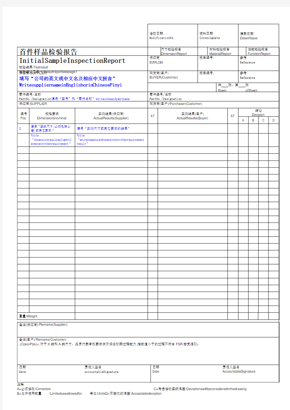 首件样品检验报告