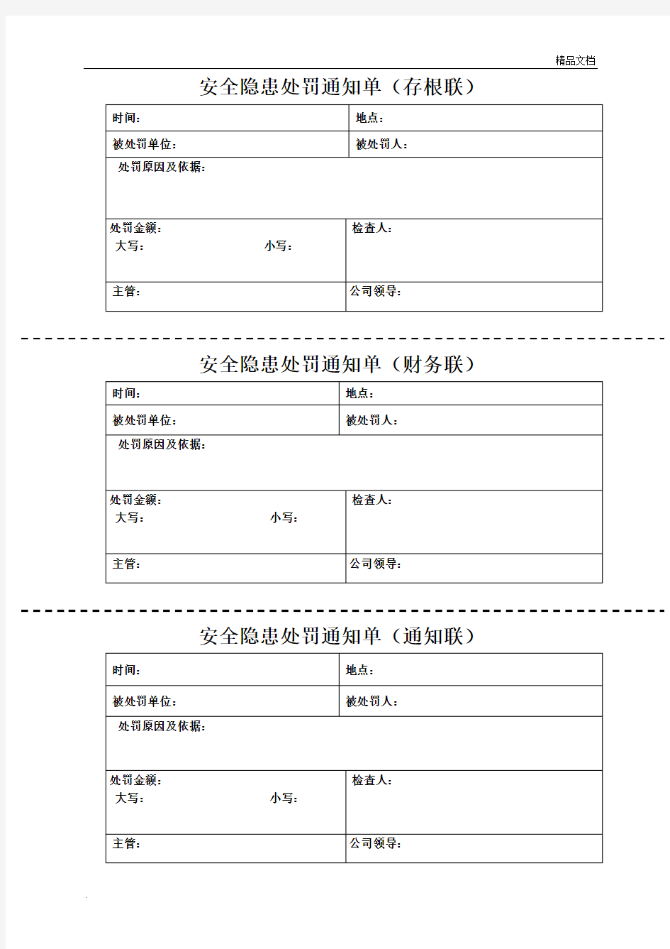 安全处罚通知书模板