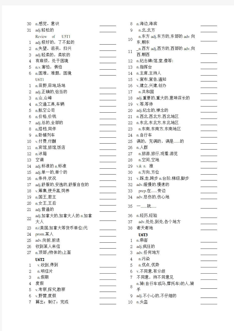 (完整版)2018最新仁爱英语八年级下册单词默写版