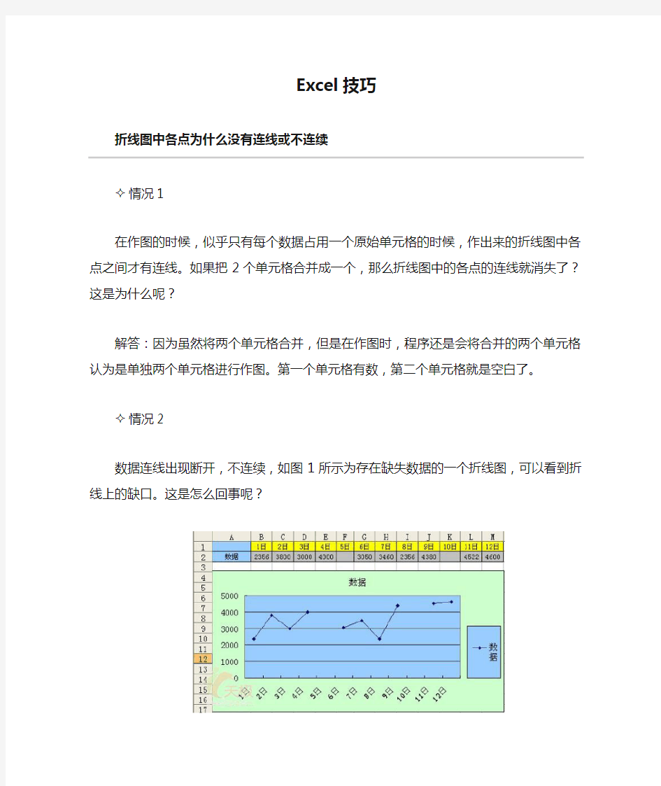 Excel技巧处理折线图没有连线或不连续