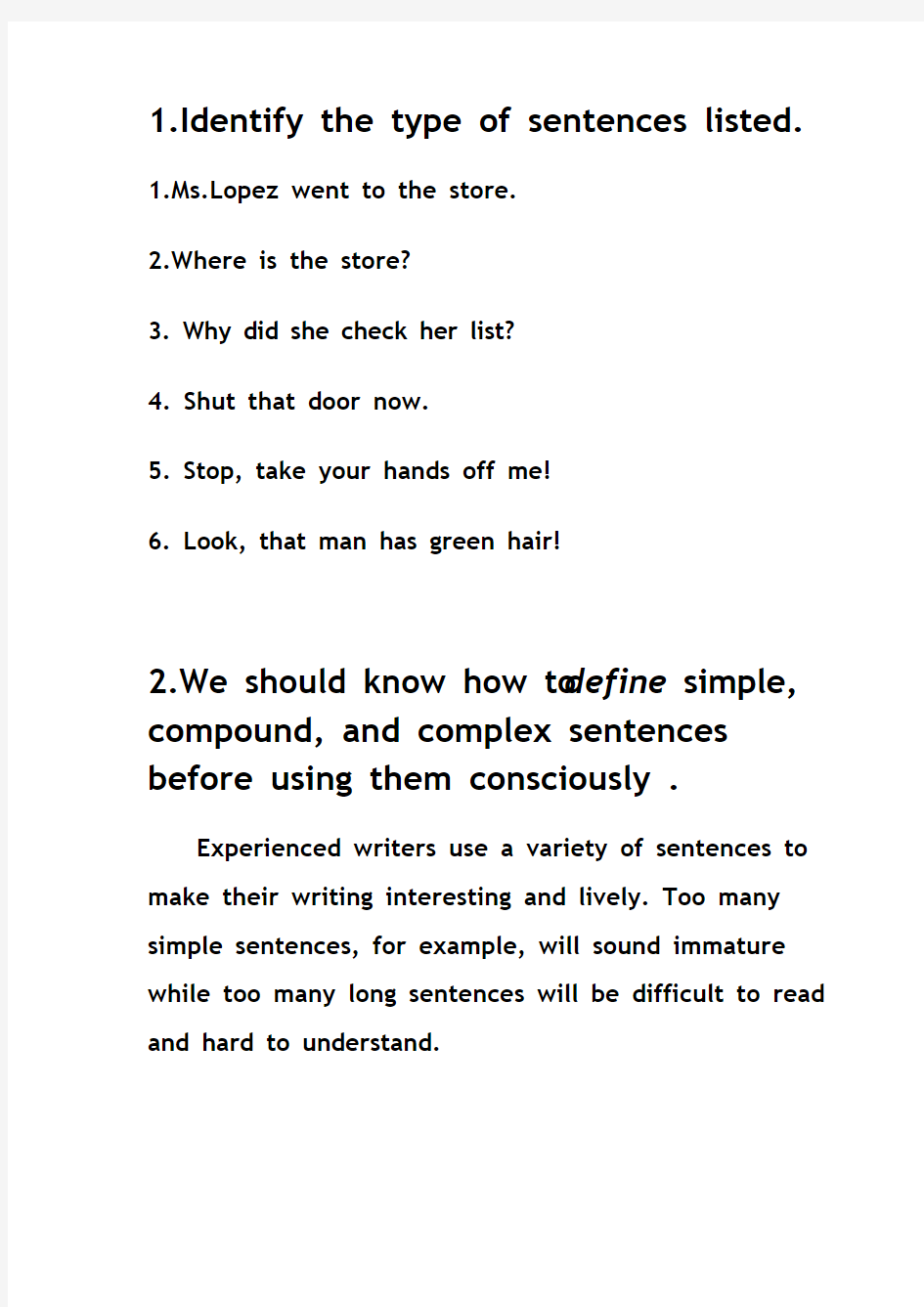 英语写作Types of Sentences