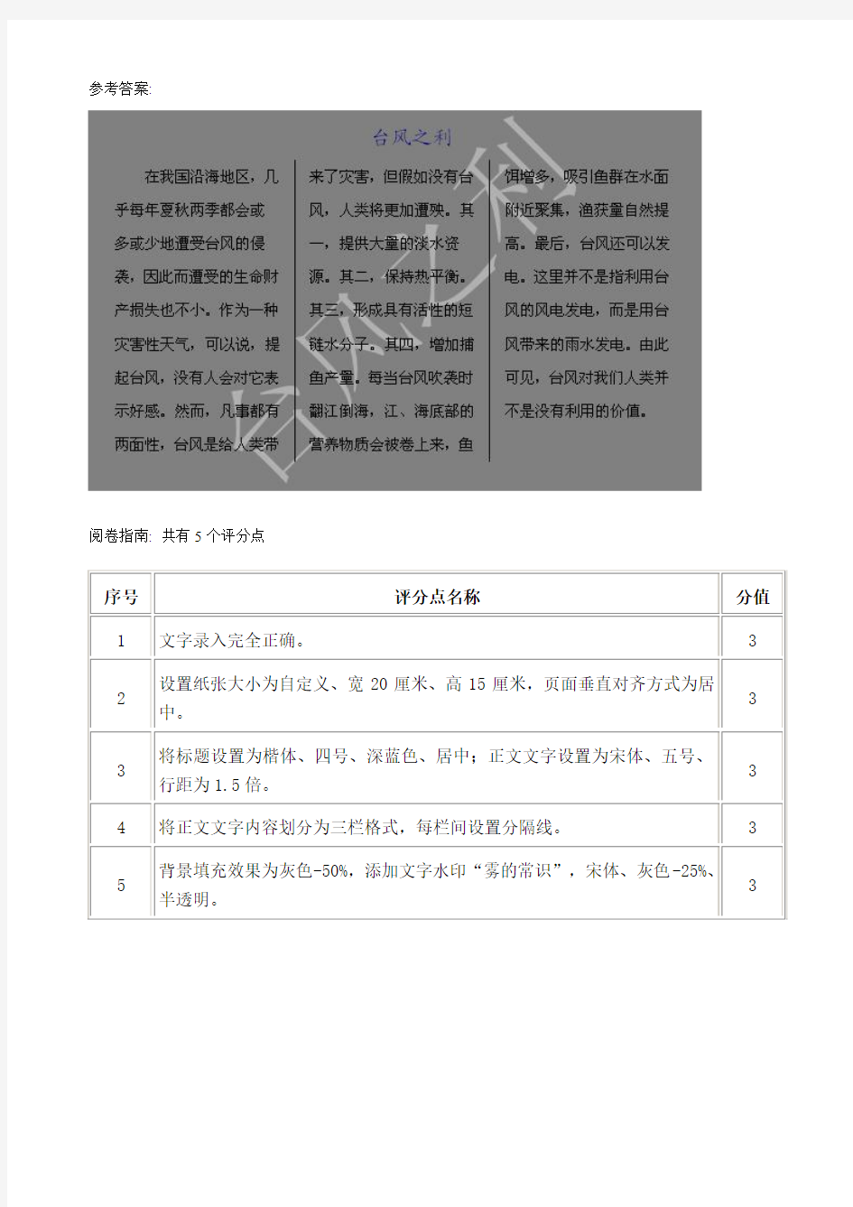 2011年信息处理技术员考试试题及答案