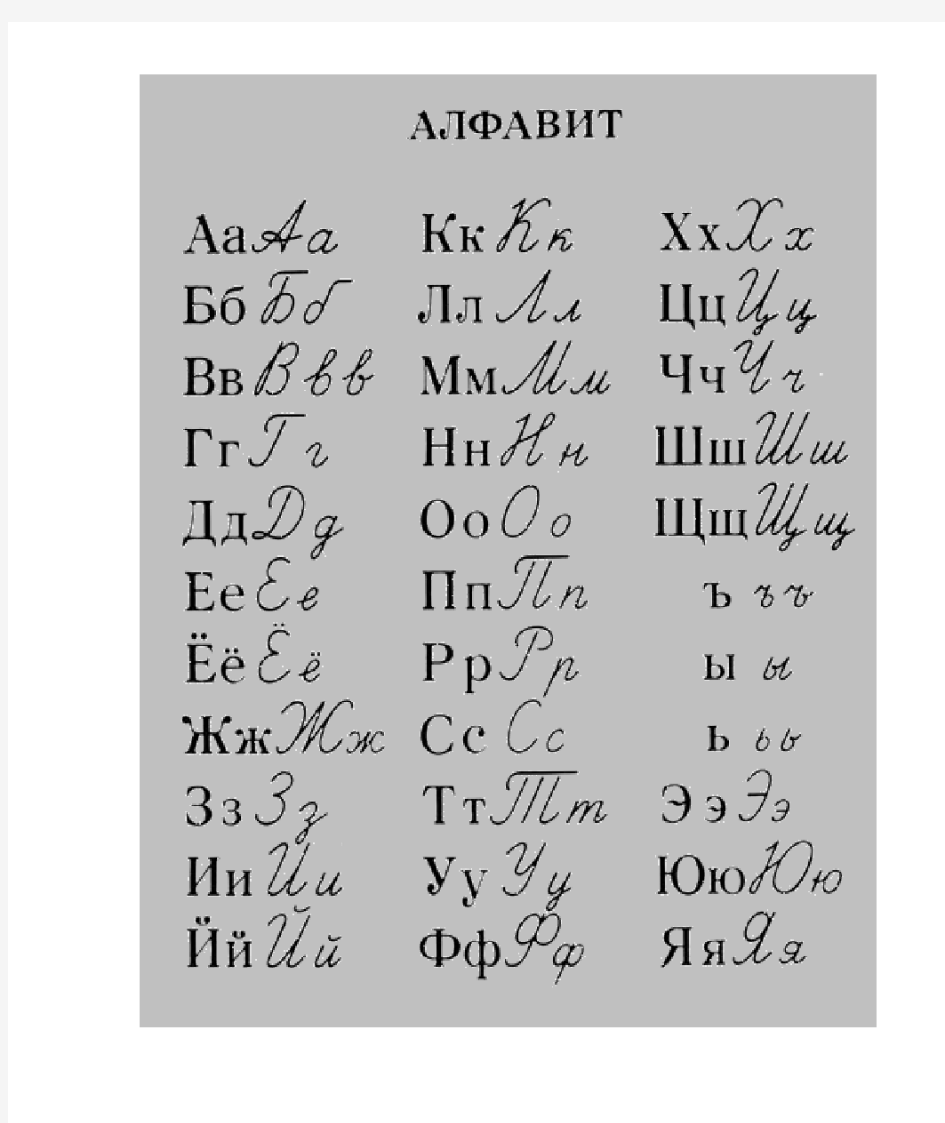 俄语手写体与印刷体对照表