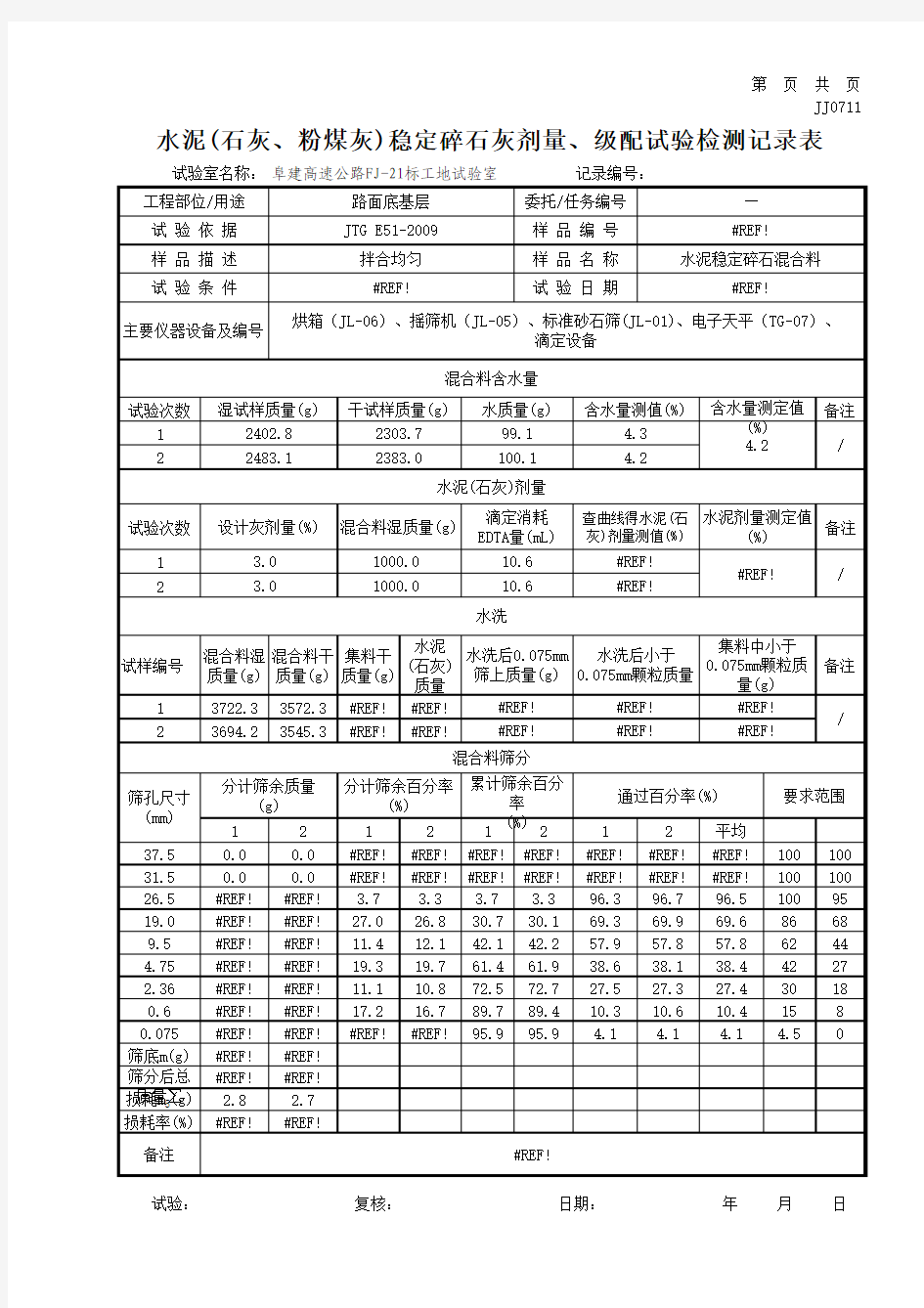 试验考核灰剂量报告