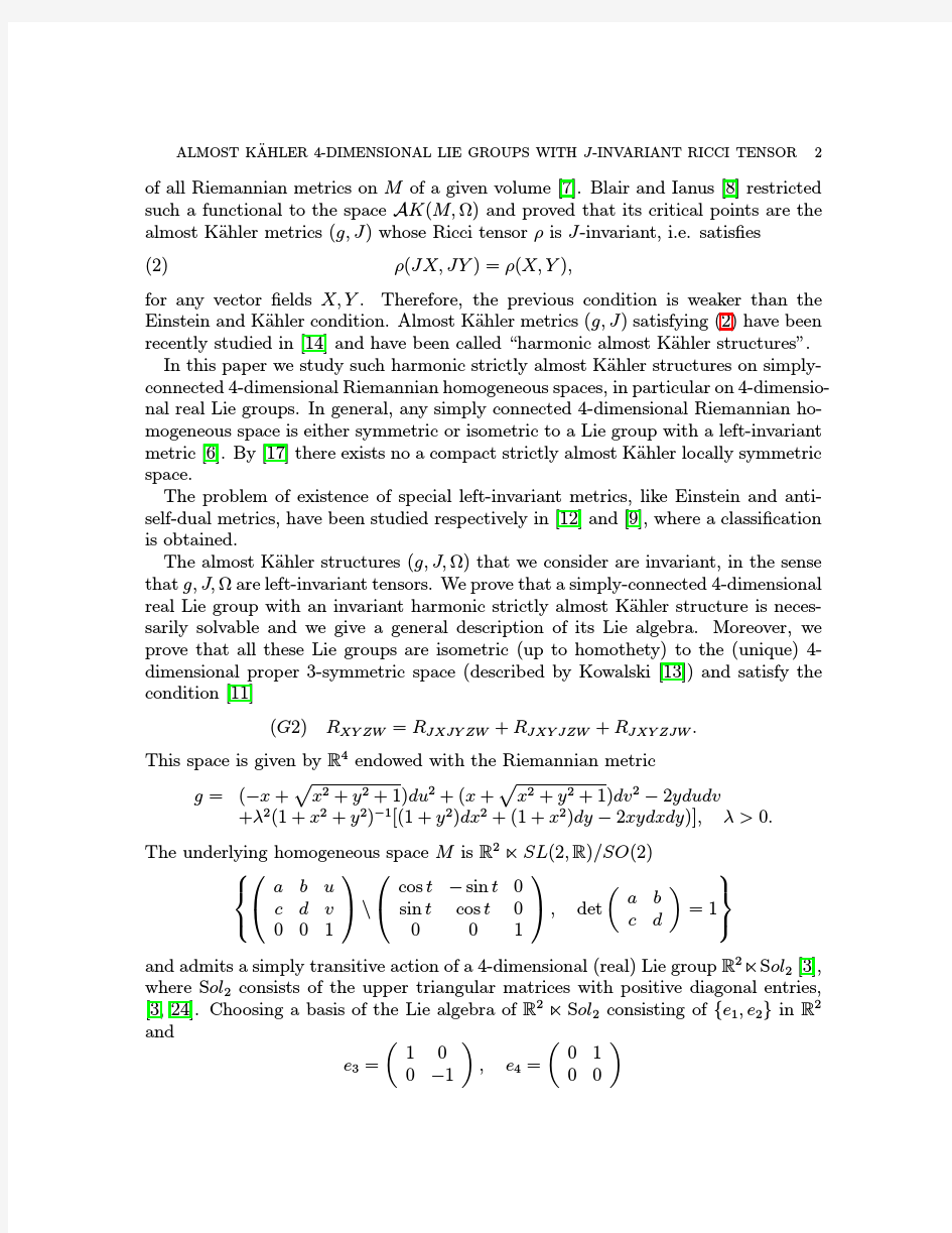Almost Kahler 4-dimensional Lie groups with $J$-invariant Ricci tensor