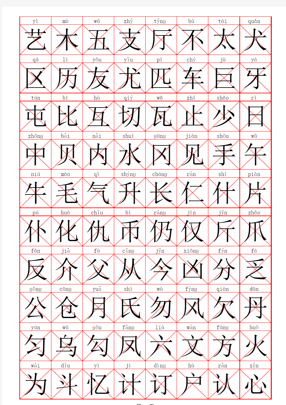 常用汉字3500(带拼音-字贴版)