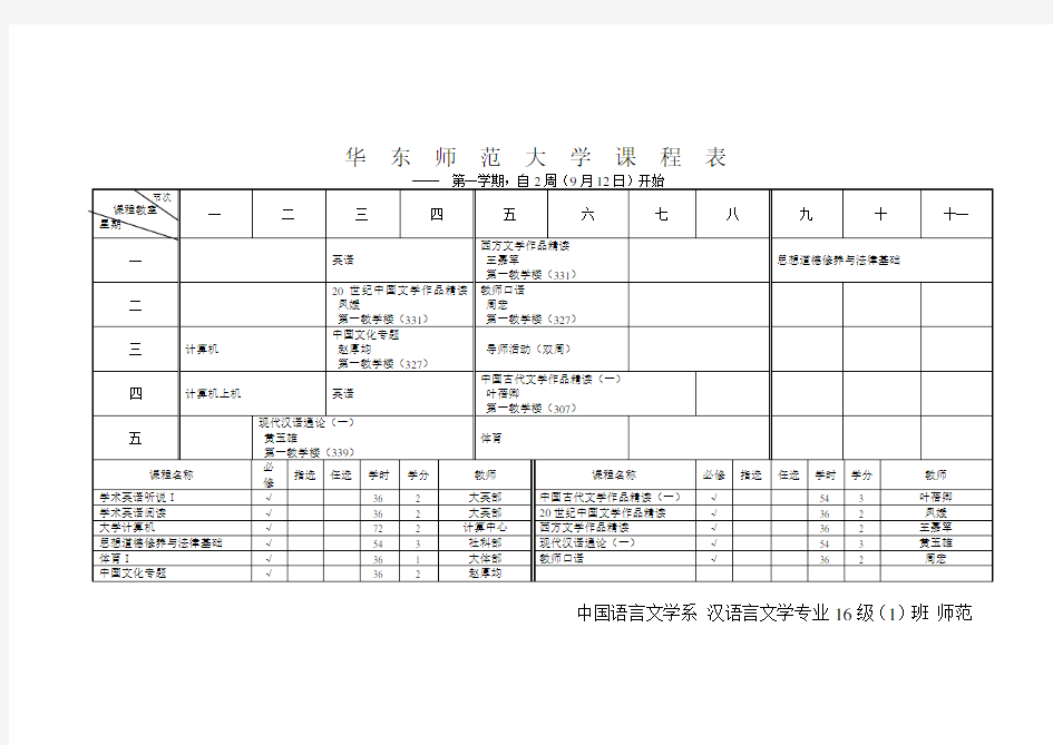 最新整理华东师范大学课程表.doc