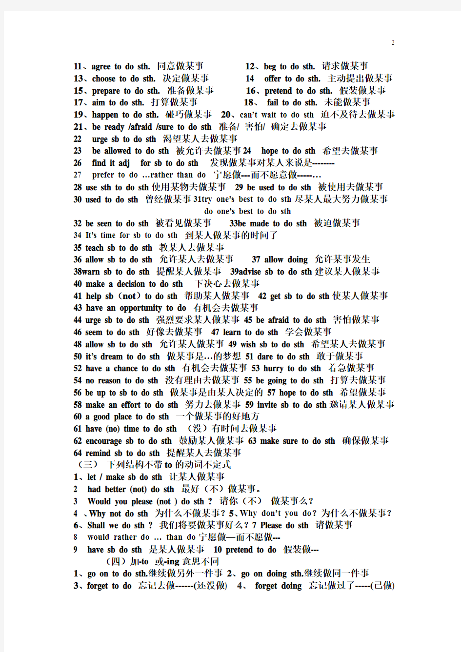 (完整)初中英语常见固定搭配