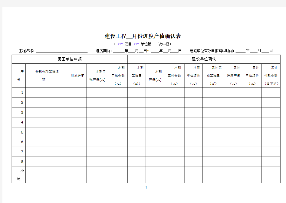 5.工程进度产值确认表